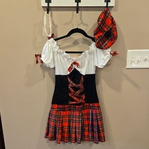 Dreamgirl Sassy Lassie White and Red Plaid Womens Costume - MEDIUM
